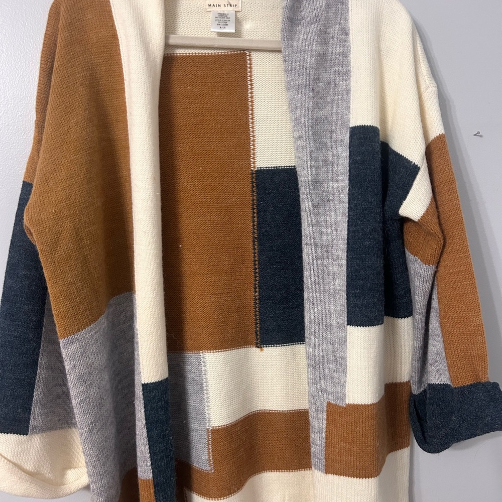Main Strip Women's Patchwork Cardigan - Brown, Gray, Cream